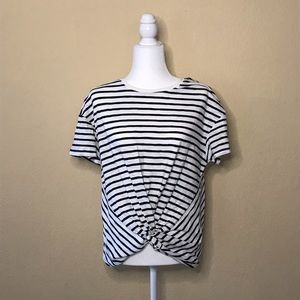 NWOT A New Day Cropped Knotted Striped Shirt Size M